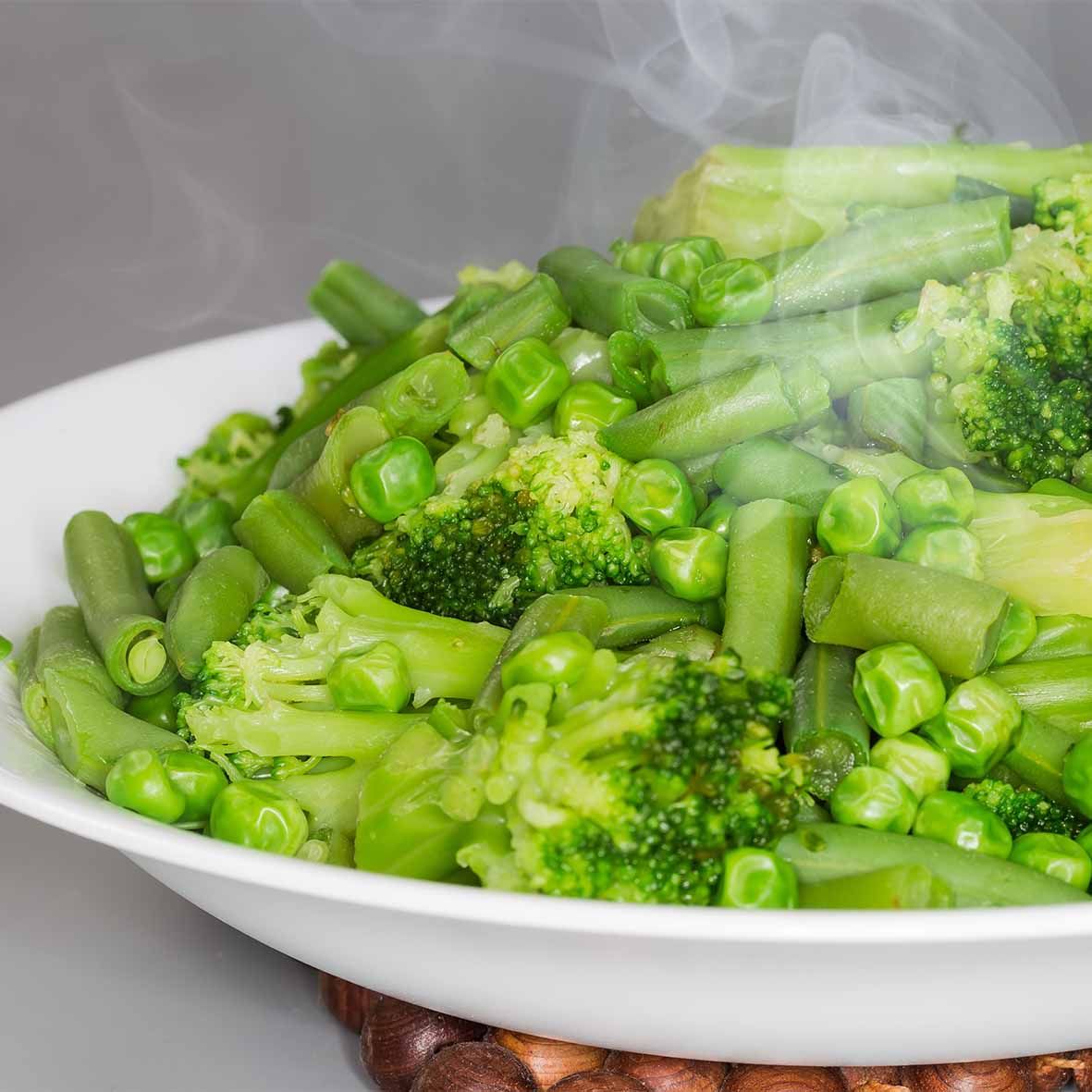 Grünes Gartengemüse-Trio in Buttersauce – Broccoli, Bohnen & Erbsen  (2 x 150 g)