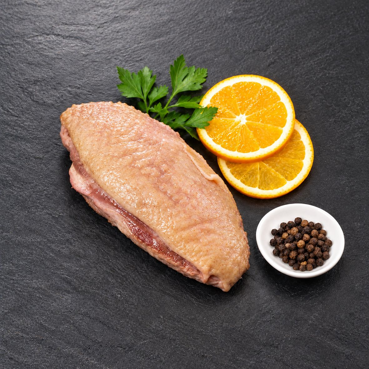 Entenbrust sous-vide vorgegart mit Haut, ca. 190 g   1