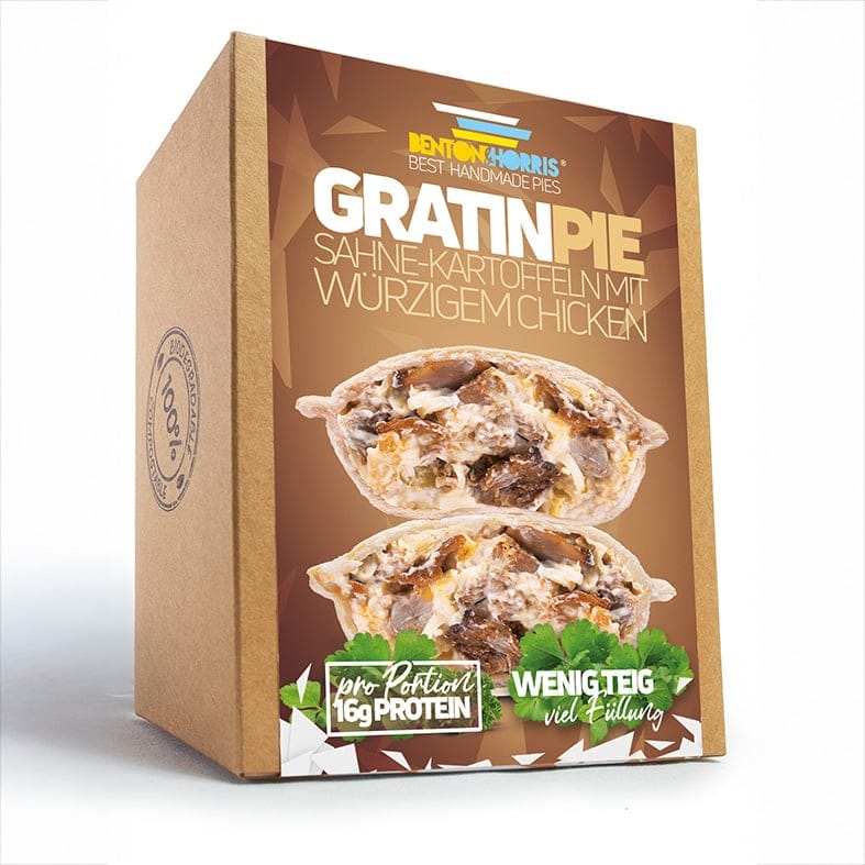 Benton and Horris – Gratin Pie, Gefüllte Dinkelmehl-Teigtasche ca. 220 g   2
