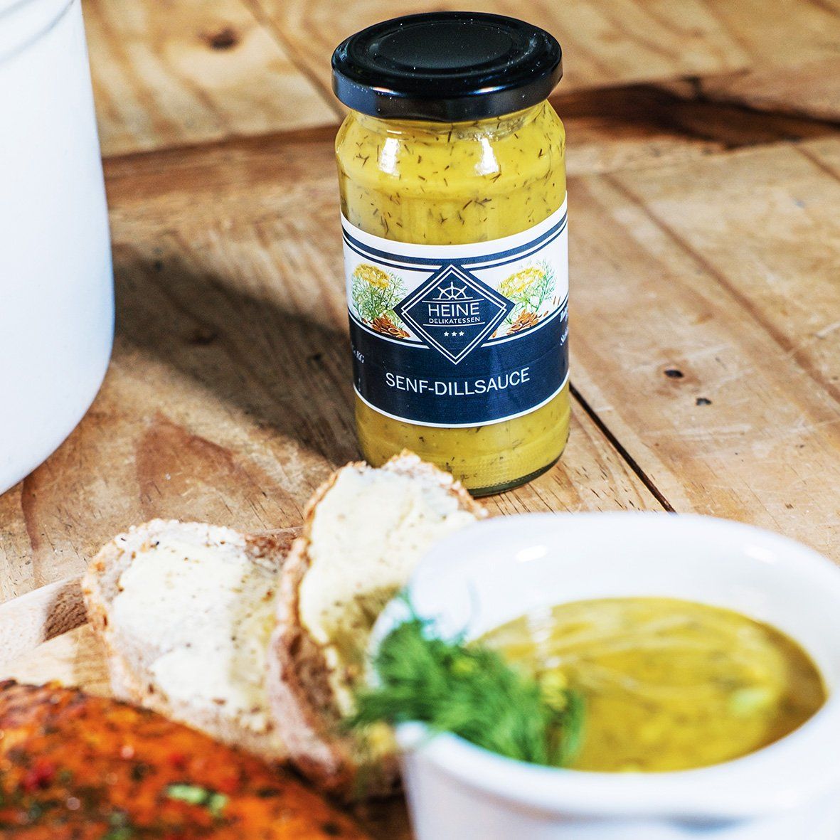 HEINE Premium Räucherlachs Natur | in Scheiben ca. 900 g +  HEINE Senf-Dillsauce 2