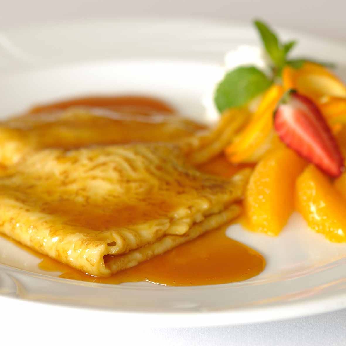 Crêpe in Orangen-Caramelsauce – französisches Dessert mit feiner Zitrusnote (2 x 120 g)