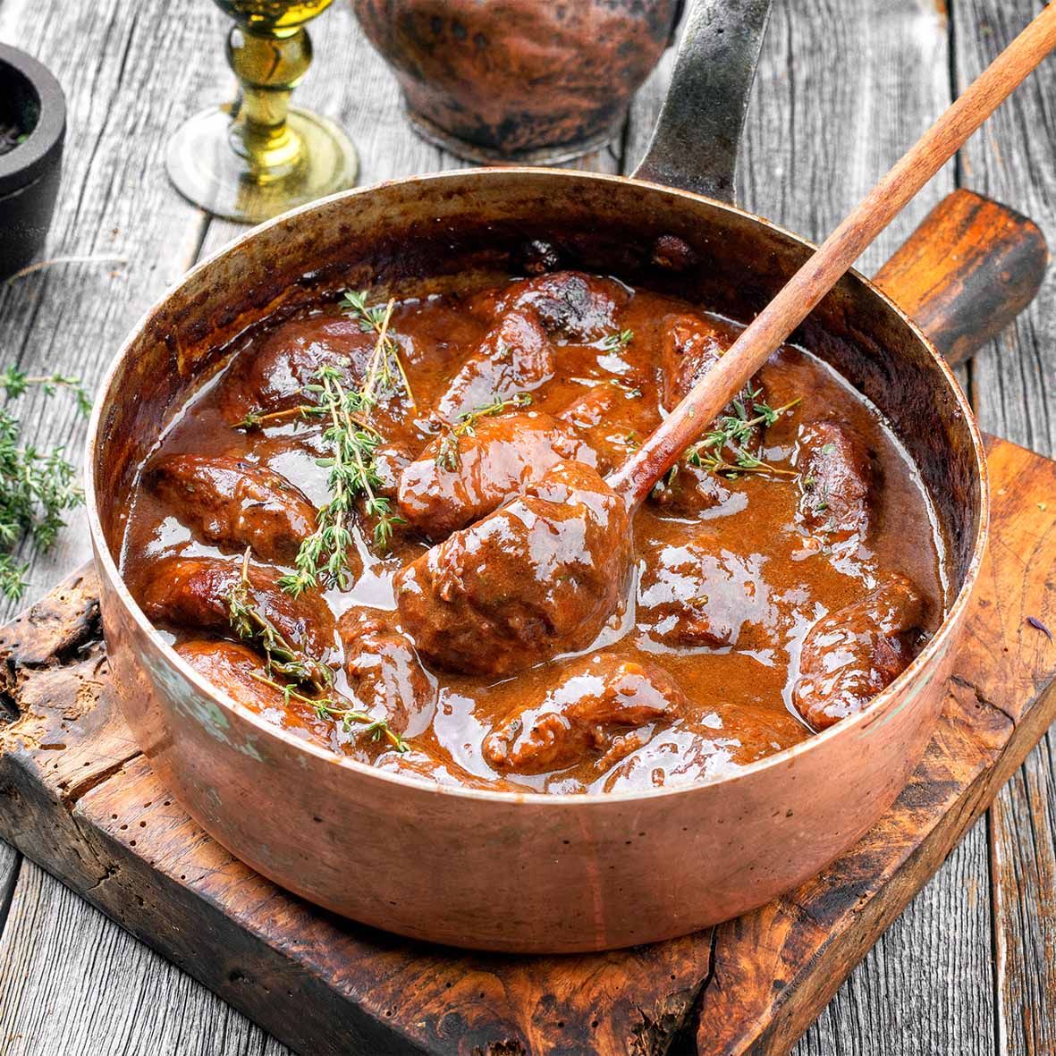 Sparnferkelbäckchen in Cidre-Sahnesauce  (2 x 250 g)