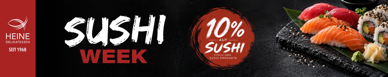 Sushi Week bei HEINE Delikatessen – Aktionsbanner mit Sushi