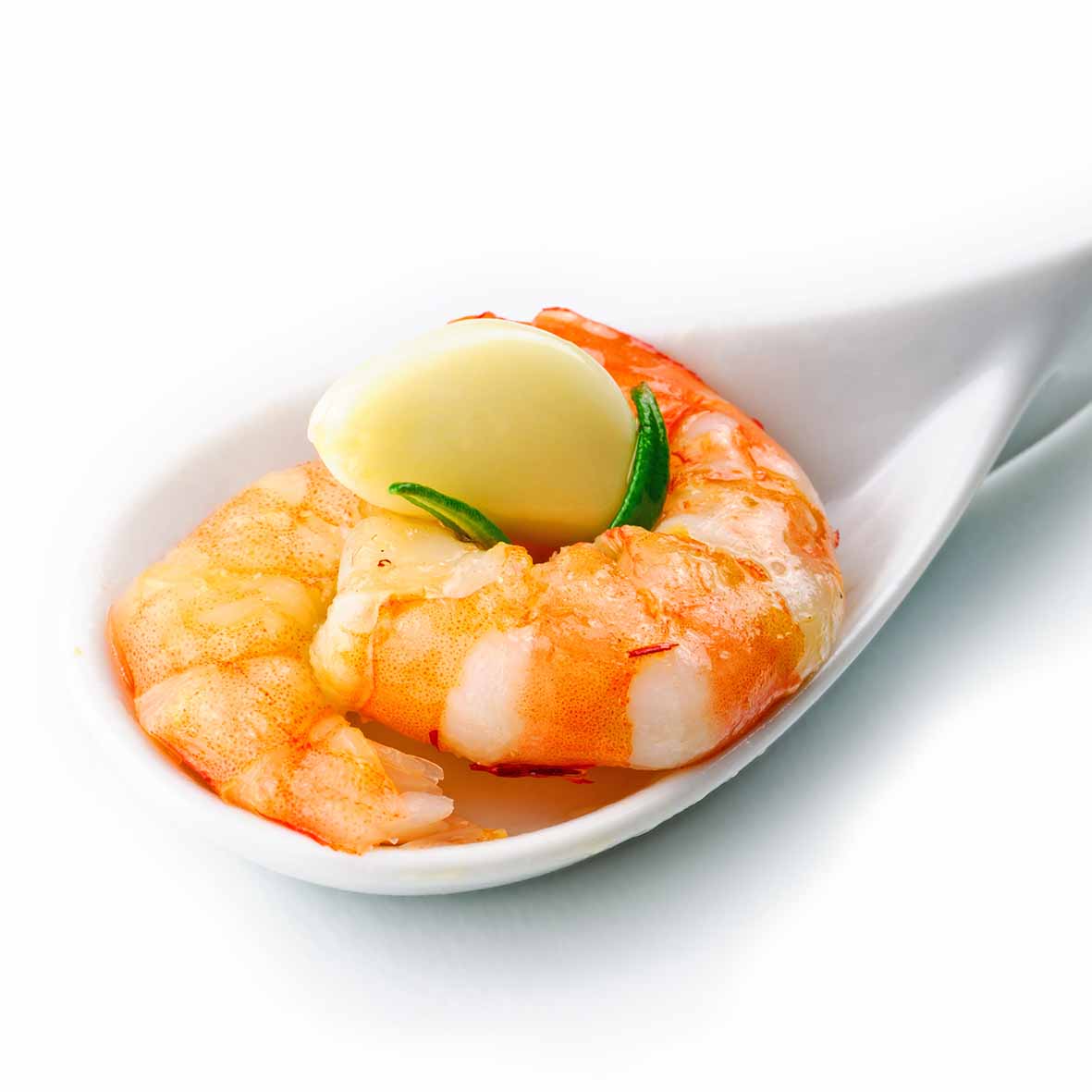 Riesengarnele in Knoblauchsud – zart gegarte Garnelen in feiner Knoblauchcreme (1 x 400 g)