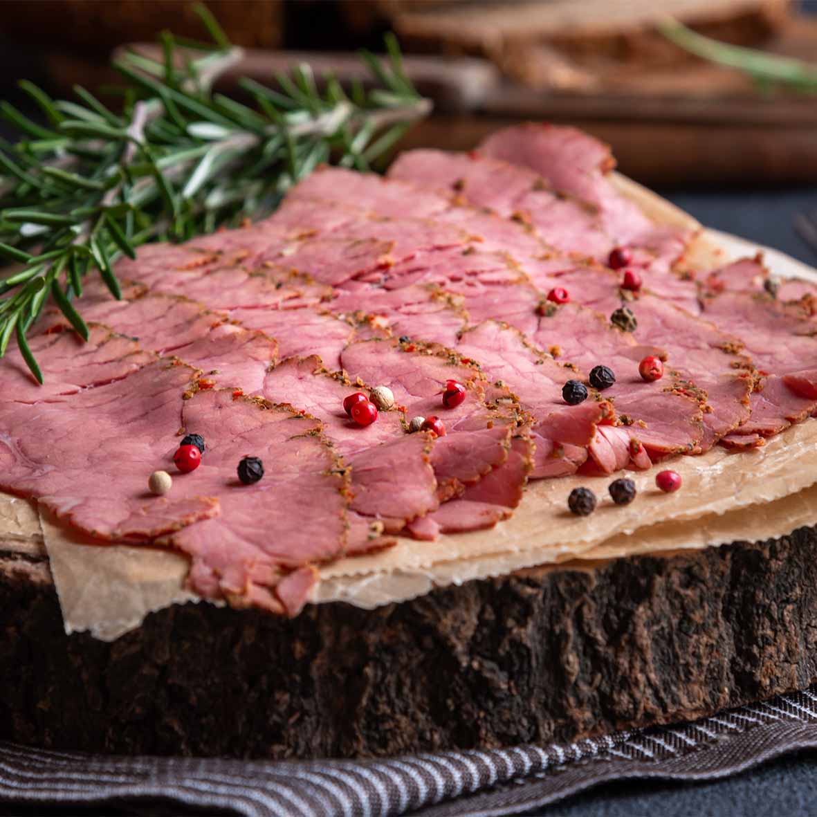 Pastrami mit Block House Steak Pfeffer – würziges Rindfleisch im Servierschnitt (1 x 300 g)