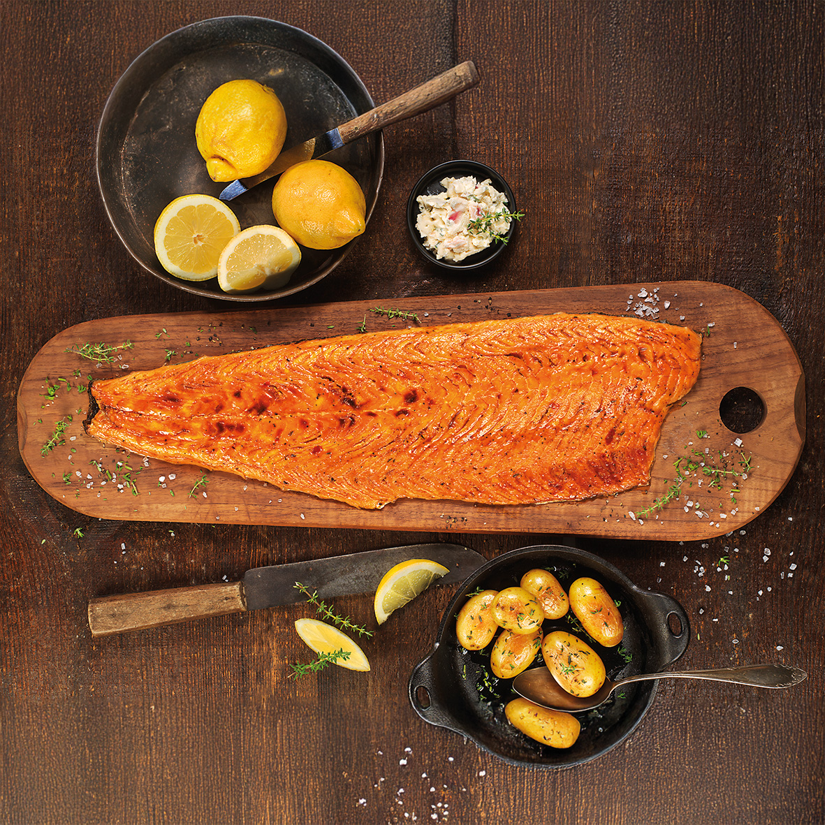Flammlachs – 500–1200 g, schonend gegart & BBQ-mariniert